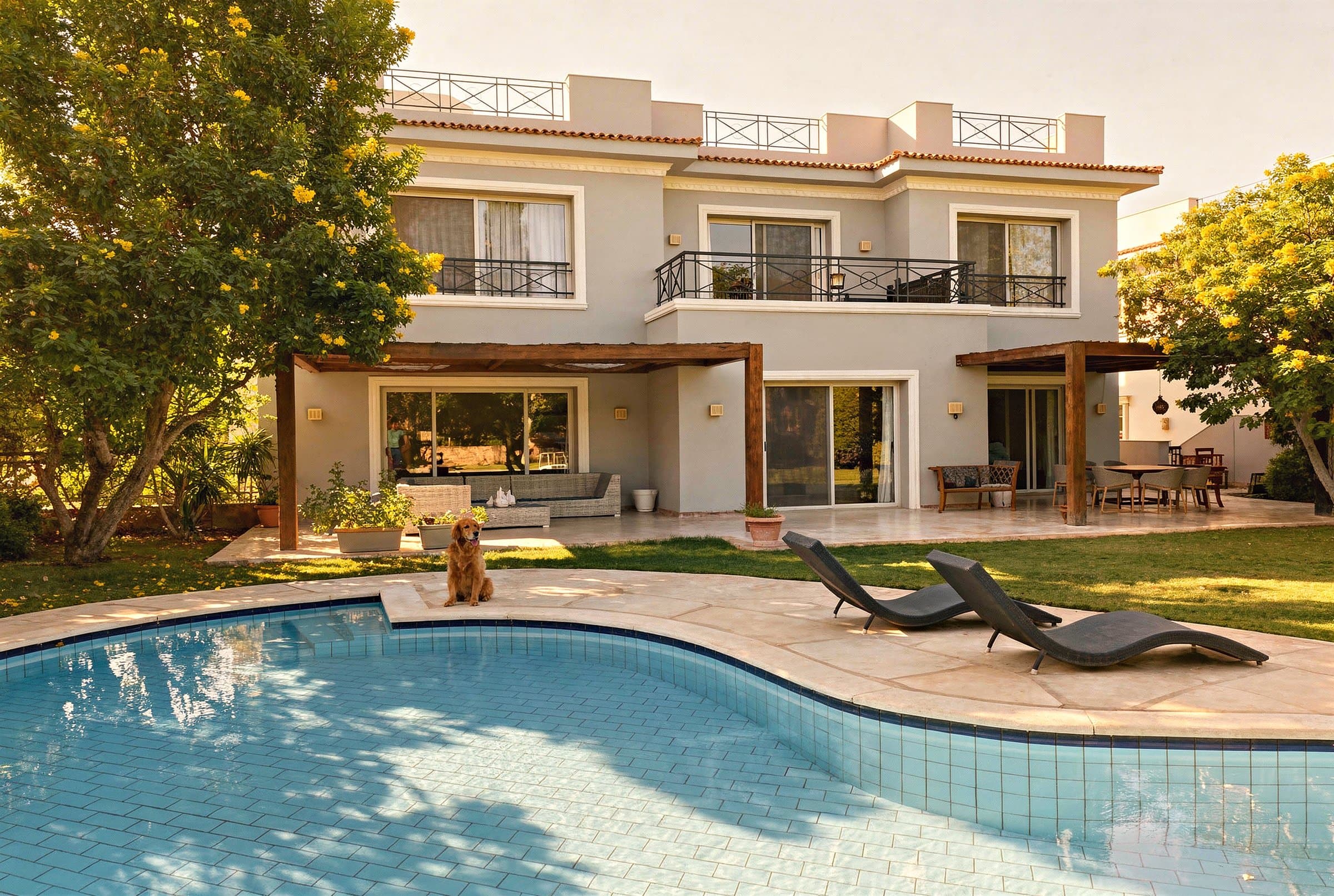 Villa exterior and private pool in Katameya Heights