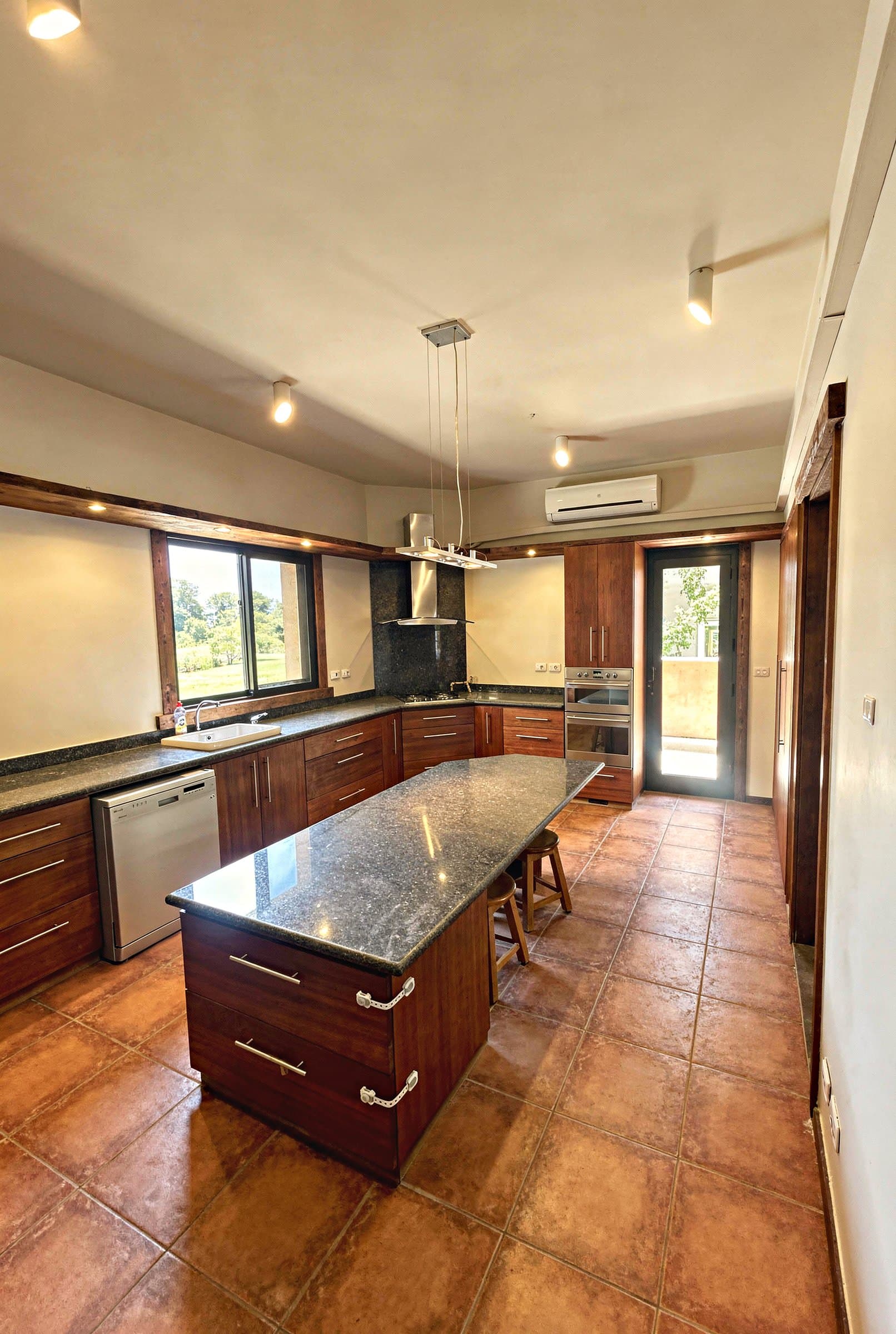 Open kitchen with granite island