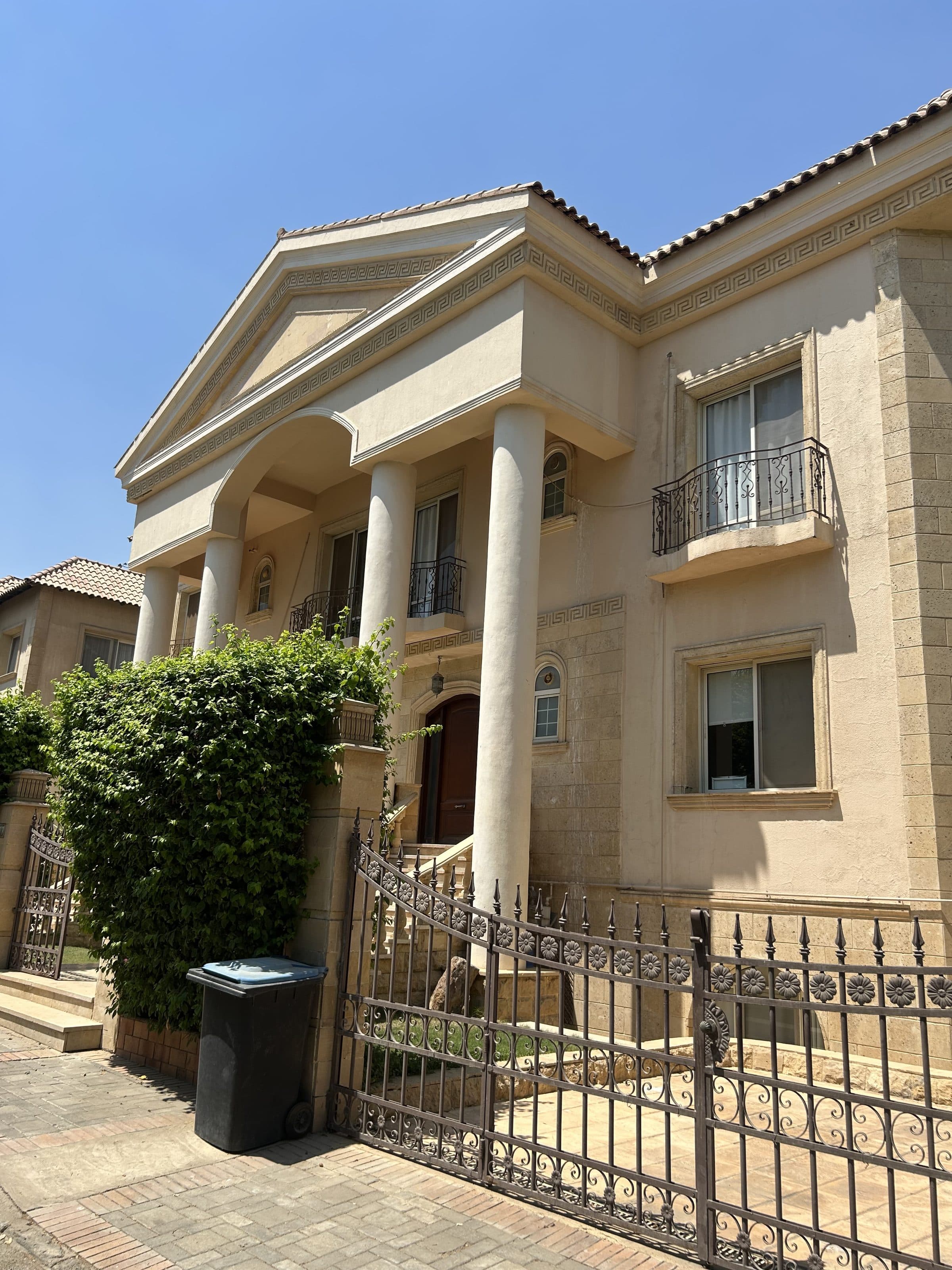 Ornate stone facade of a villa in Katameya Heights